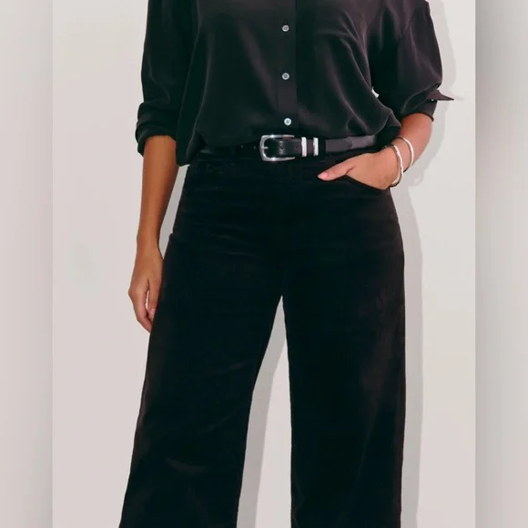 Everlane Women's Mid-Way Corduroy Cotton Pants Black - Size 26 - Picture 2 of 10